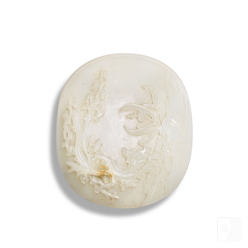 十八世紀 白玉雕如意牌 | A CARVED WHITE JADE RUYI SCEPTRE PLAQUE